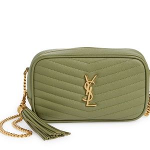 Saint Laurent Mini Lou Quilted Camera Bag in Pistacchio